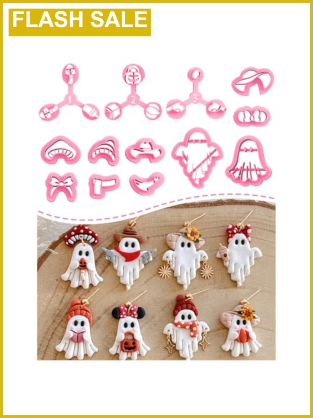 Halloween Ghost Polymer Clay Cutters 13 Piece Jewelry Making Kit